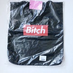 Married to the Mob Bitch Red Block Lettering Black Tote